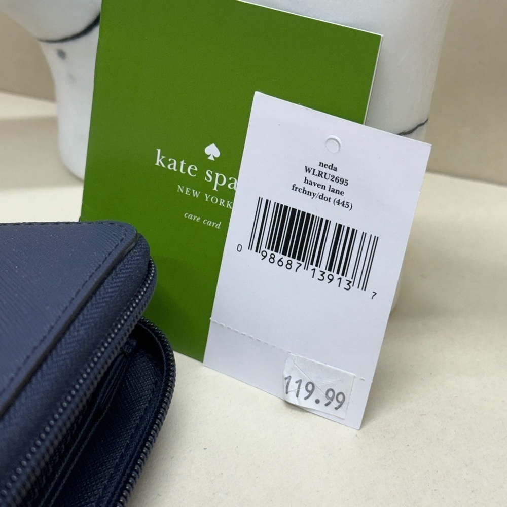 (new+tag) Kate Spade neda long wallet navy polka dots classic - Picture 5 of 12